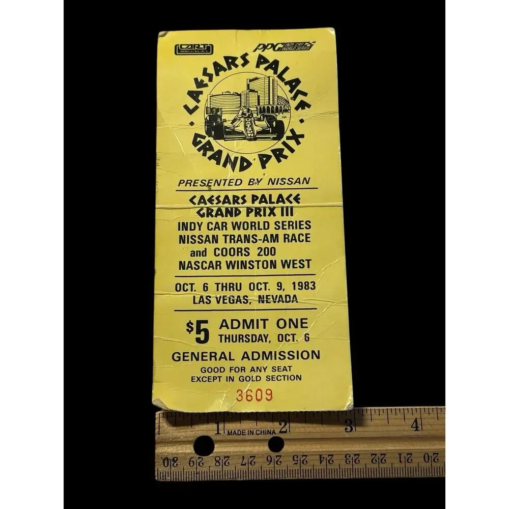 CAESARS PALACE GRAND PRIX III TICKET STUB 83' INDY WORLD SERIES TRANS AM VEGAS